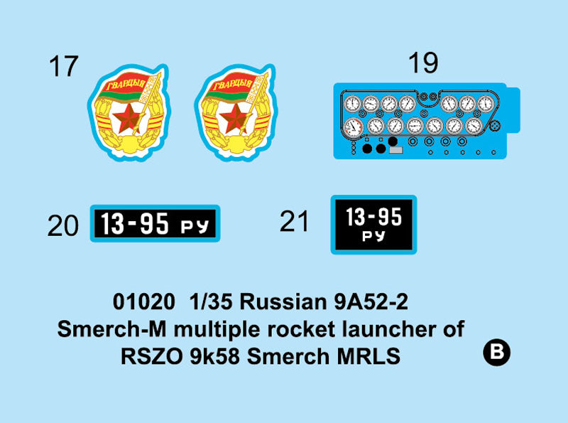 01020- Trumpeter - 1/35 - Russian 9A52-2 Smerch-M multiple rocket launcher of RSZO 9k58 Smerch MRLS