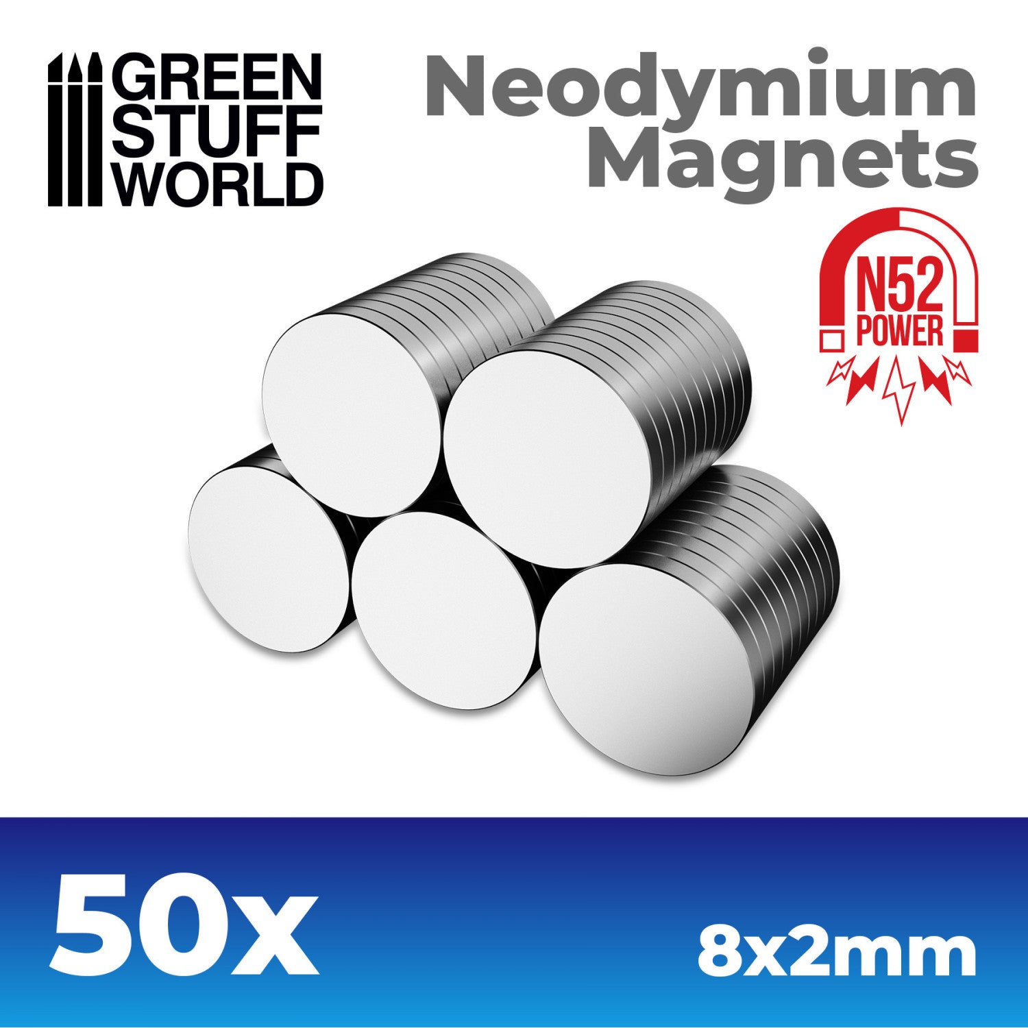 11519 - Neodymium Magnets 8x2mm - 50 units (N52)