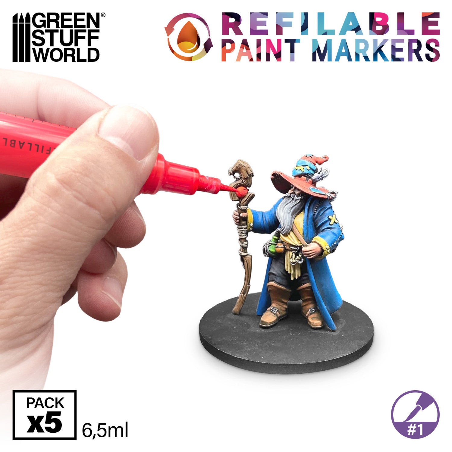 14193 - Refillable markers 1 - Detail (5 pens in pack)