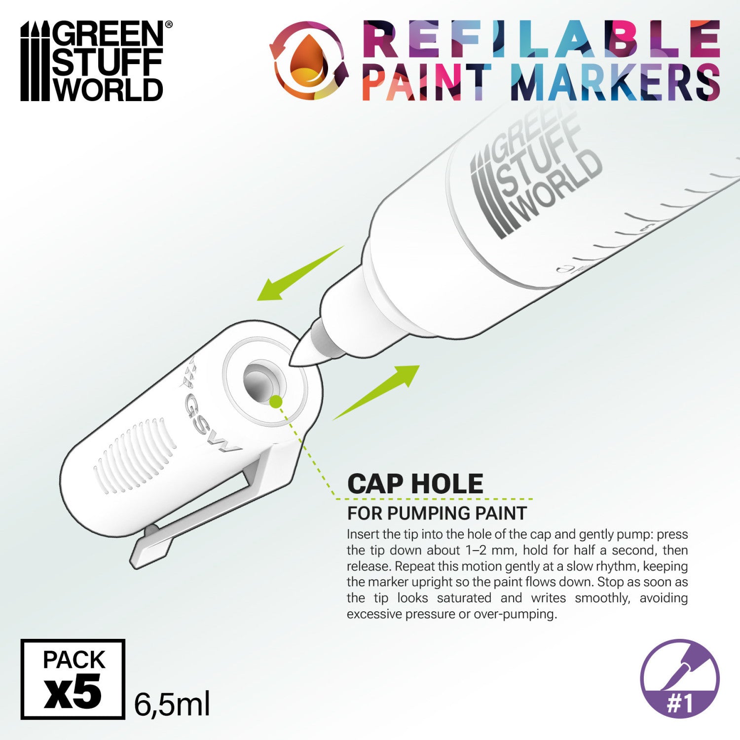 14193 - Refillable markers 1 - Detail (5 pens in pack)