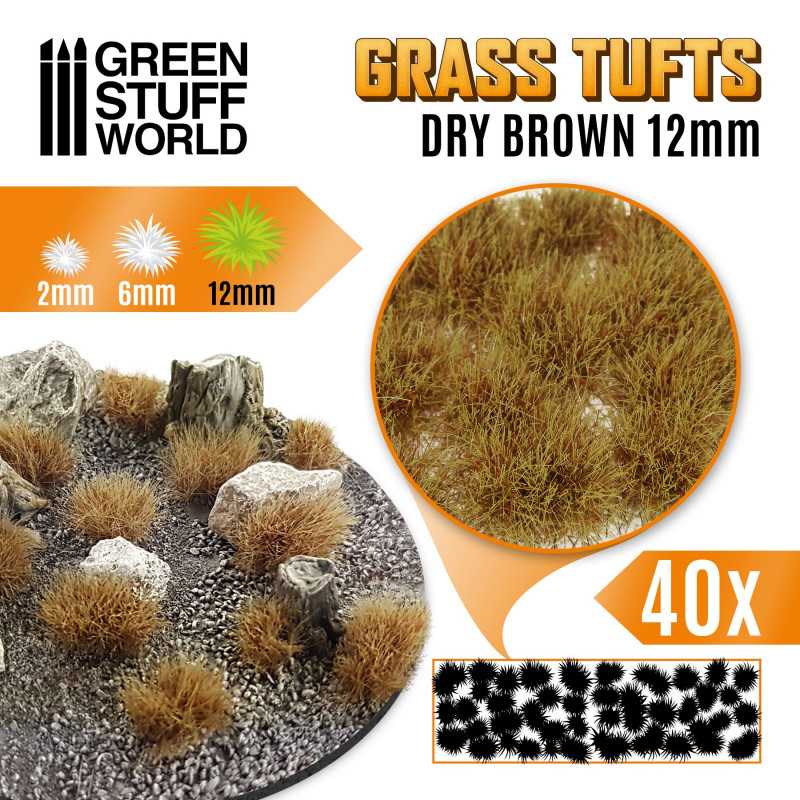 1623 - Grass TUFTS - XL - 12mm self-adhesive - DRY BROWN