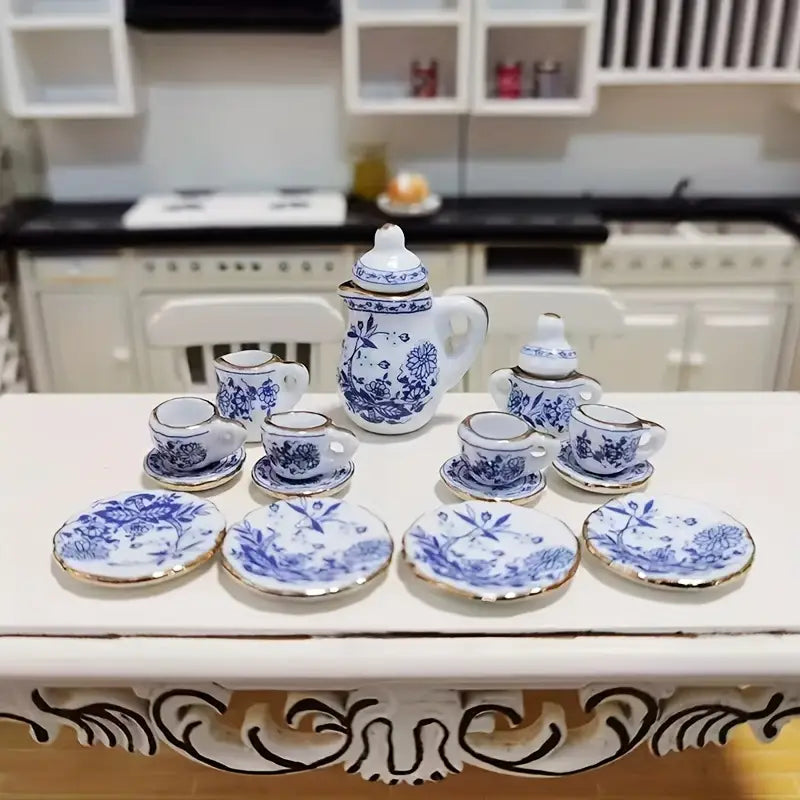 1:12 - Mini Ceramic tea set - 15 piece set