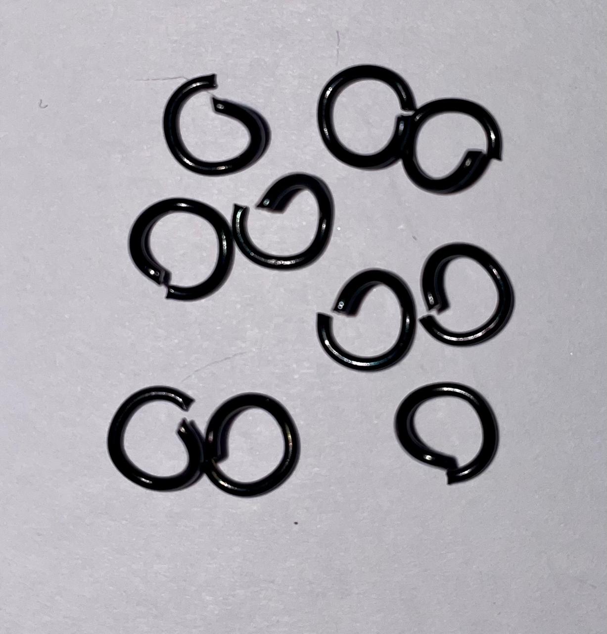 304 Stainless Steel Black 18 Gauge Open Jump Rings (7x1mm) (10 pieces)