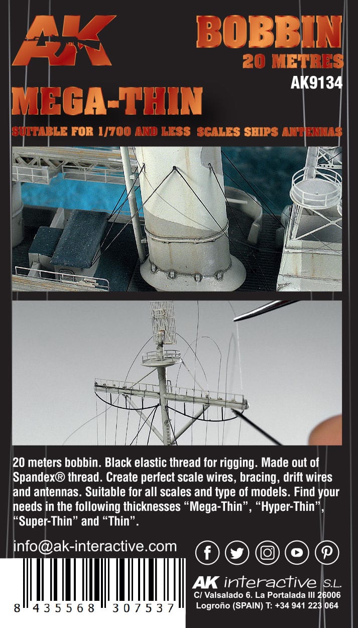 AK9134 - ELASTIC RIGGING BOBBINMEGA - THIN