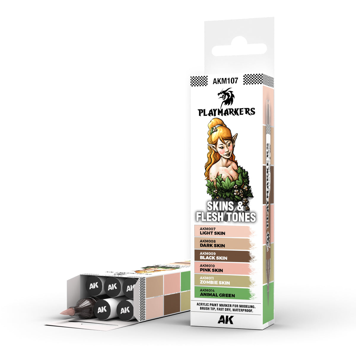 AKM107 - PLAY MARKERS SET - SKINS & FLESH TONES - SET OF 6