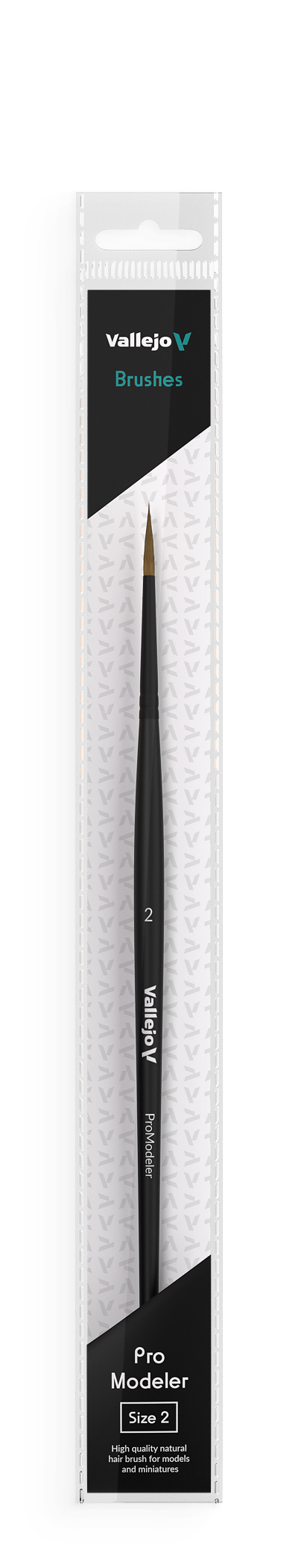 B01002 - Pro Modeler - NATURAL HAIR - ROUND BRUSH NO. 2 - Vallejo Pro Modeler