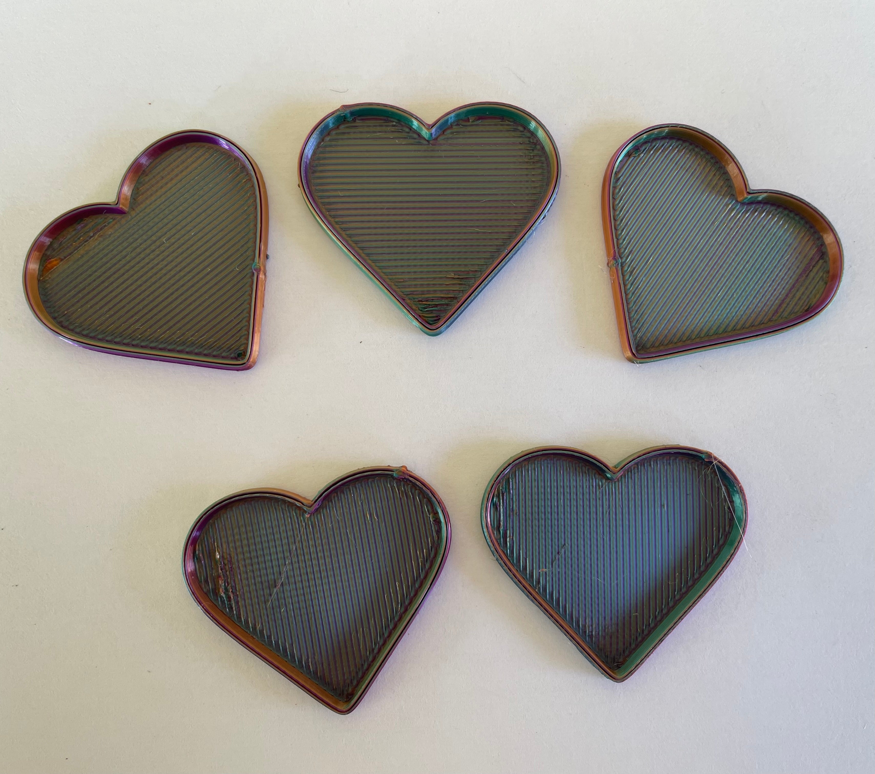 3D Gizmo's - Colorshift - Purple - Blue - Gold (5 x Heart Bezel)