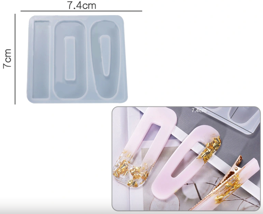 C053 - 3 Piece Hair Clip Set Mould - 7.4 CM X 7 CM