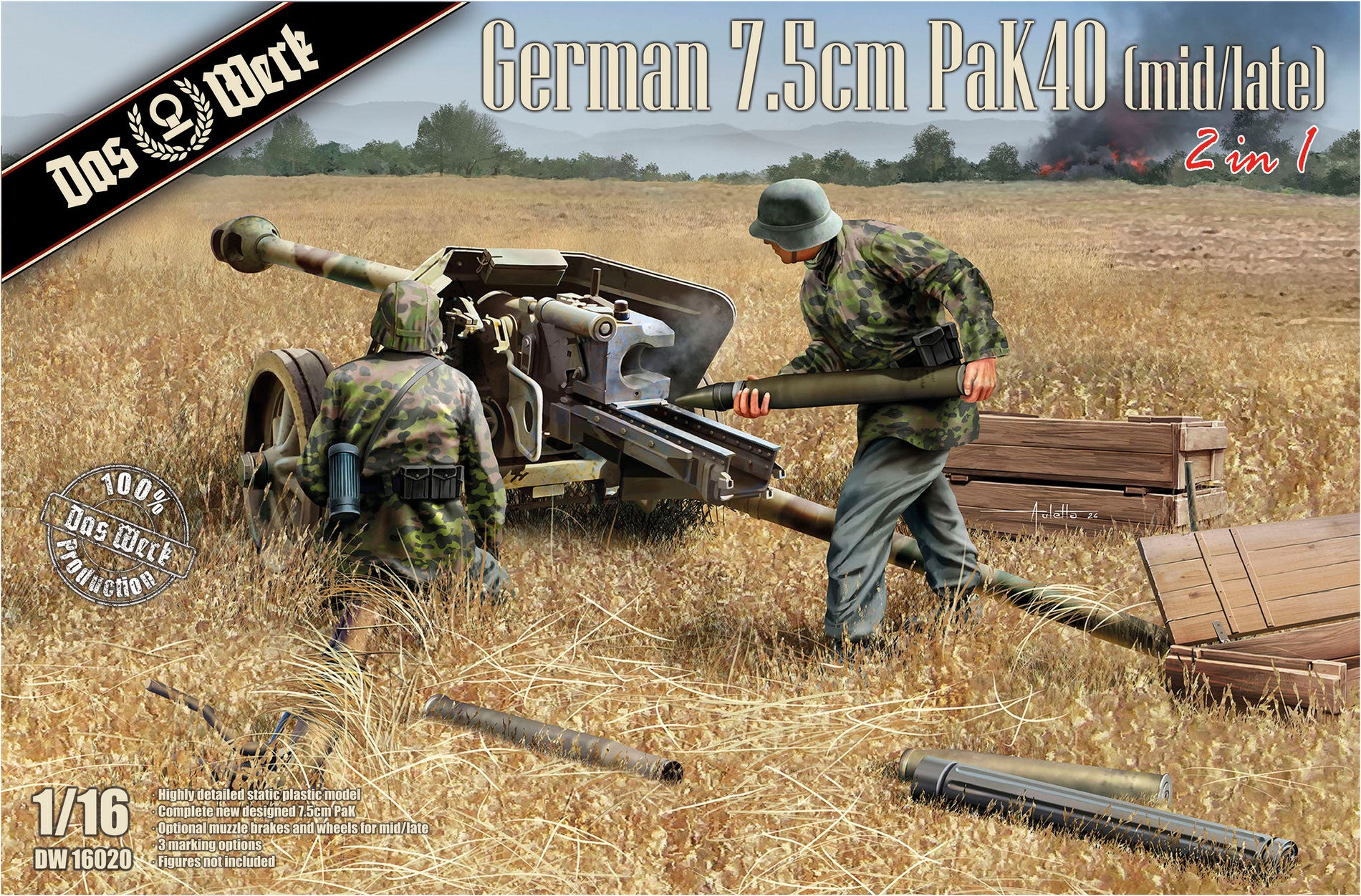 DW16020 - 1/16 - German 7,5cm PaK40 (mid/late) 2 in 1 - no figures included