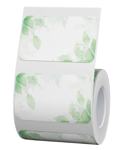 Thermal Labels compatible with B21 - B1 - B3S Label Machine - 50 x 30mm - 230 Labels per roll - GREEN LEAF DESIGN