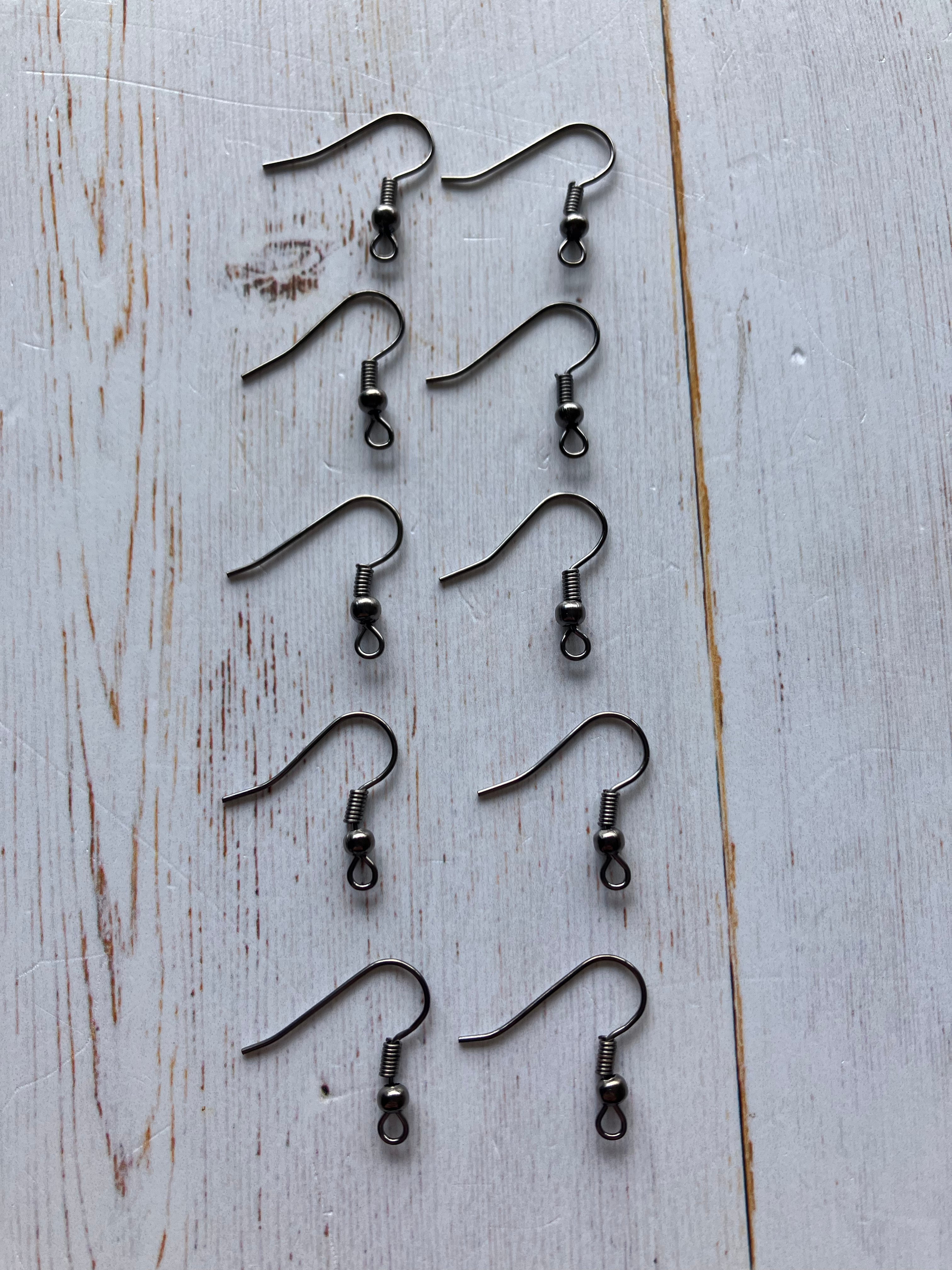 Gunmetal Earring Hooks with Ball (5 Pairs)
