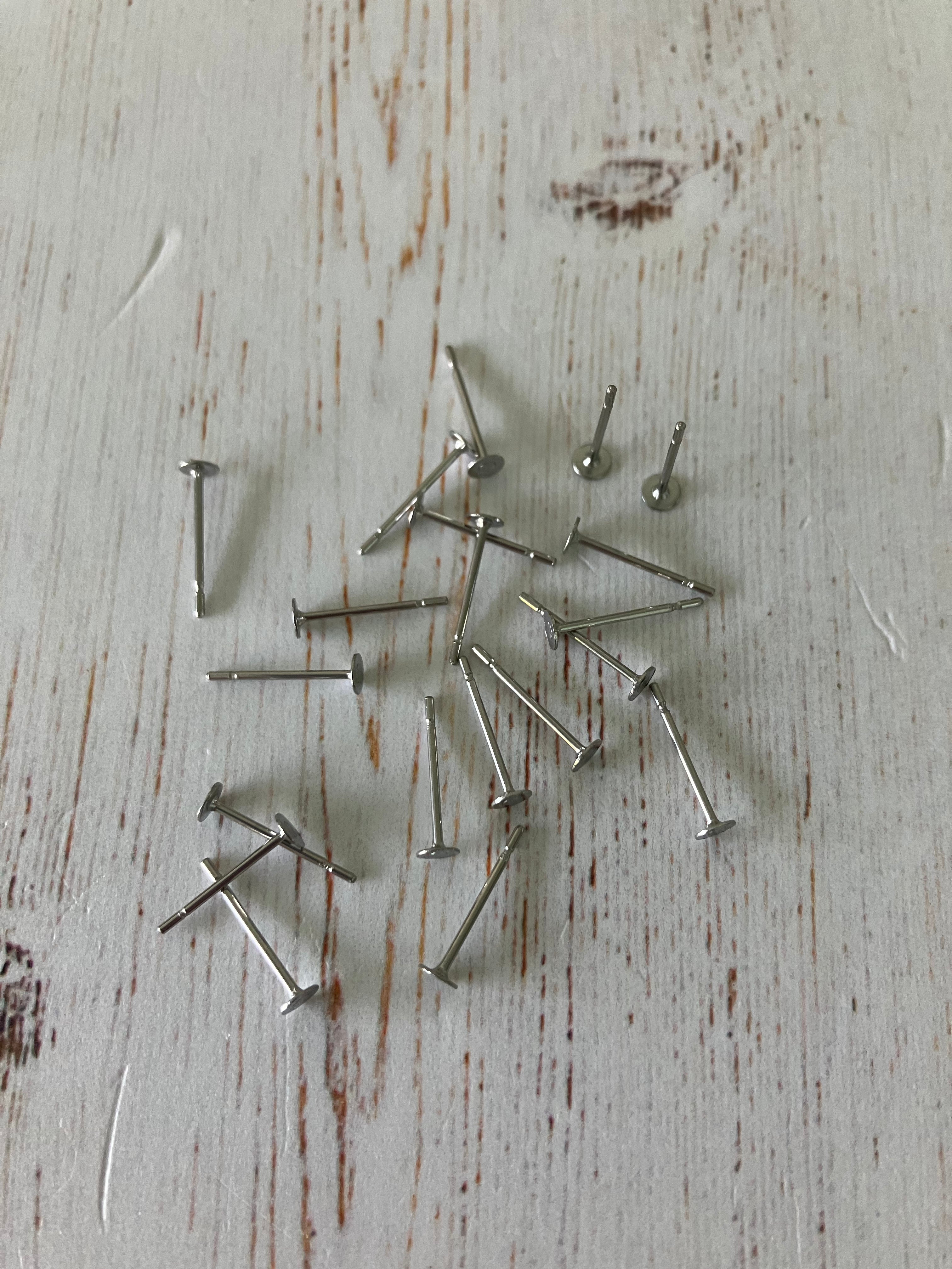 304 Stainless Steel Stud Earing findings, Stainless Steel Color   - (10 pairs) 12 x 3mm