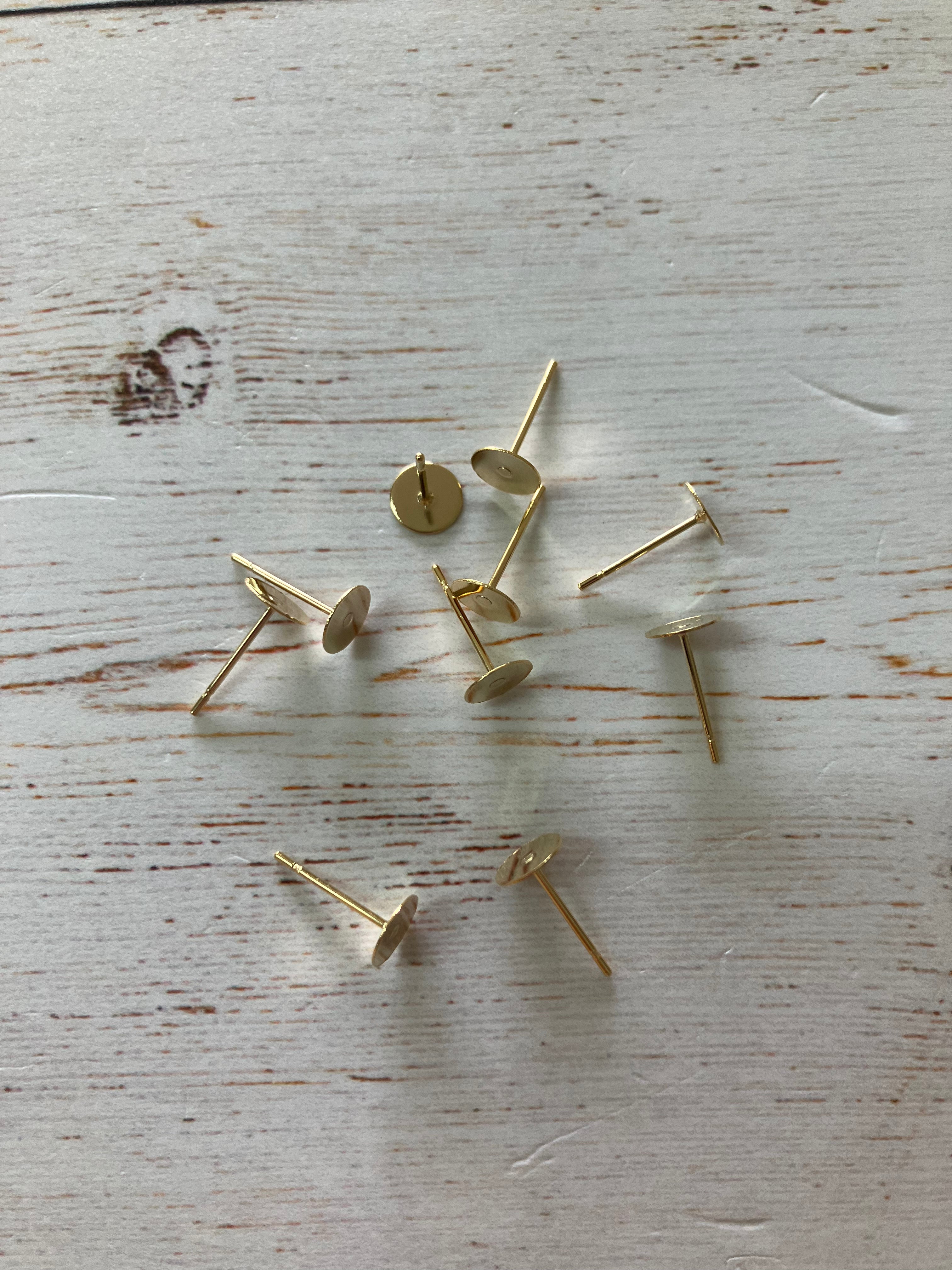 304 Stainless Steel Real 24K Gold Plated Stud Earring Finding 12x6mm (5 Pairs)