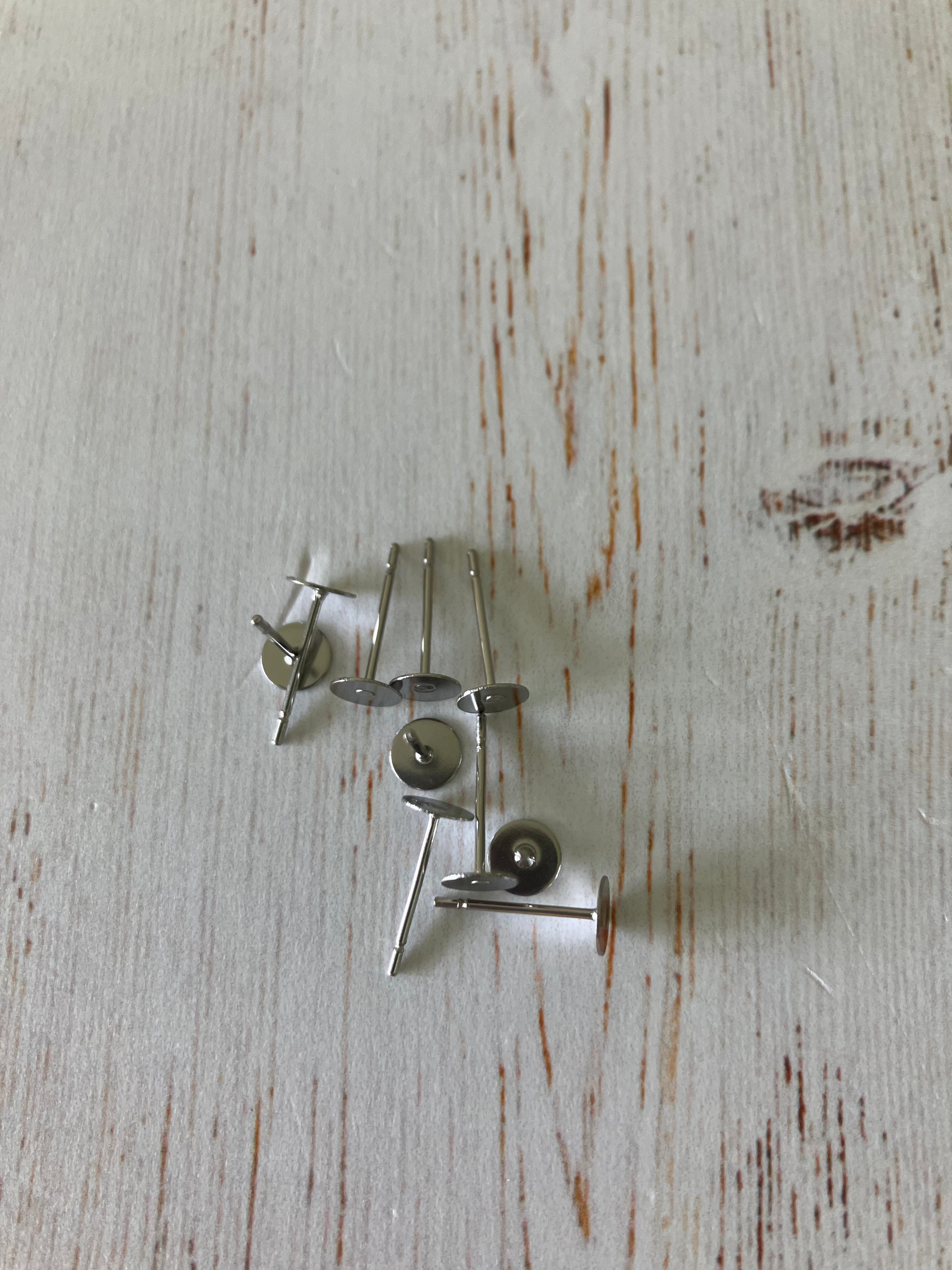 Silver Stainless steel studs - (5 pairs) 12 x 5mm