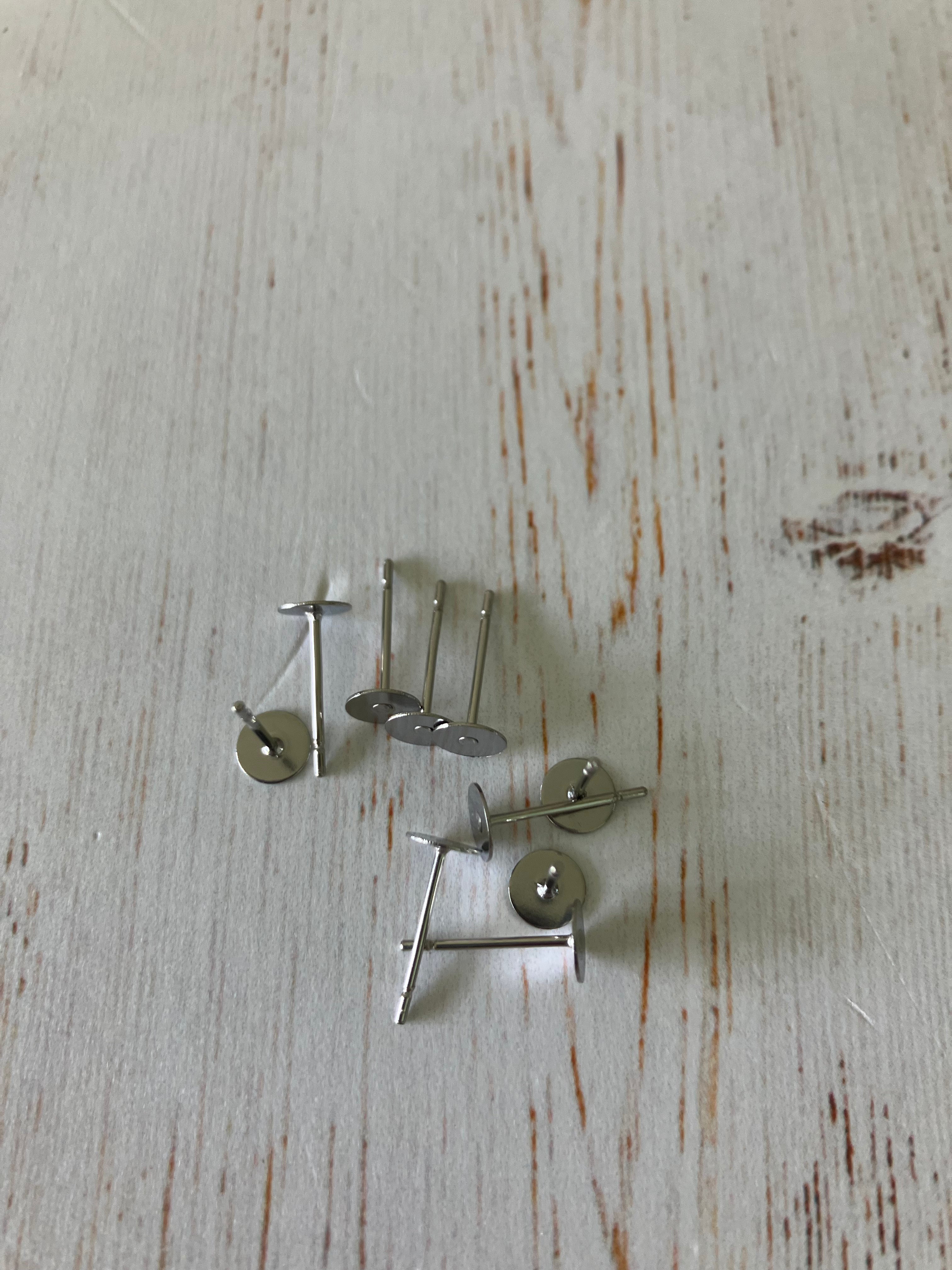 Silver Stainless steel studs - (5 pairs) 12 x 5mm