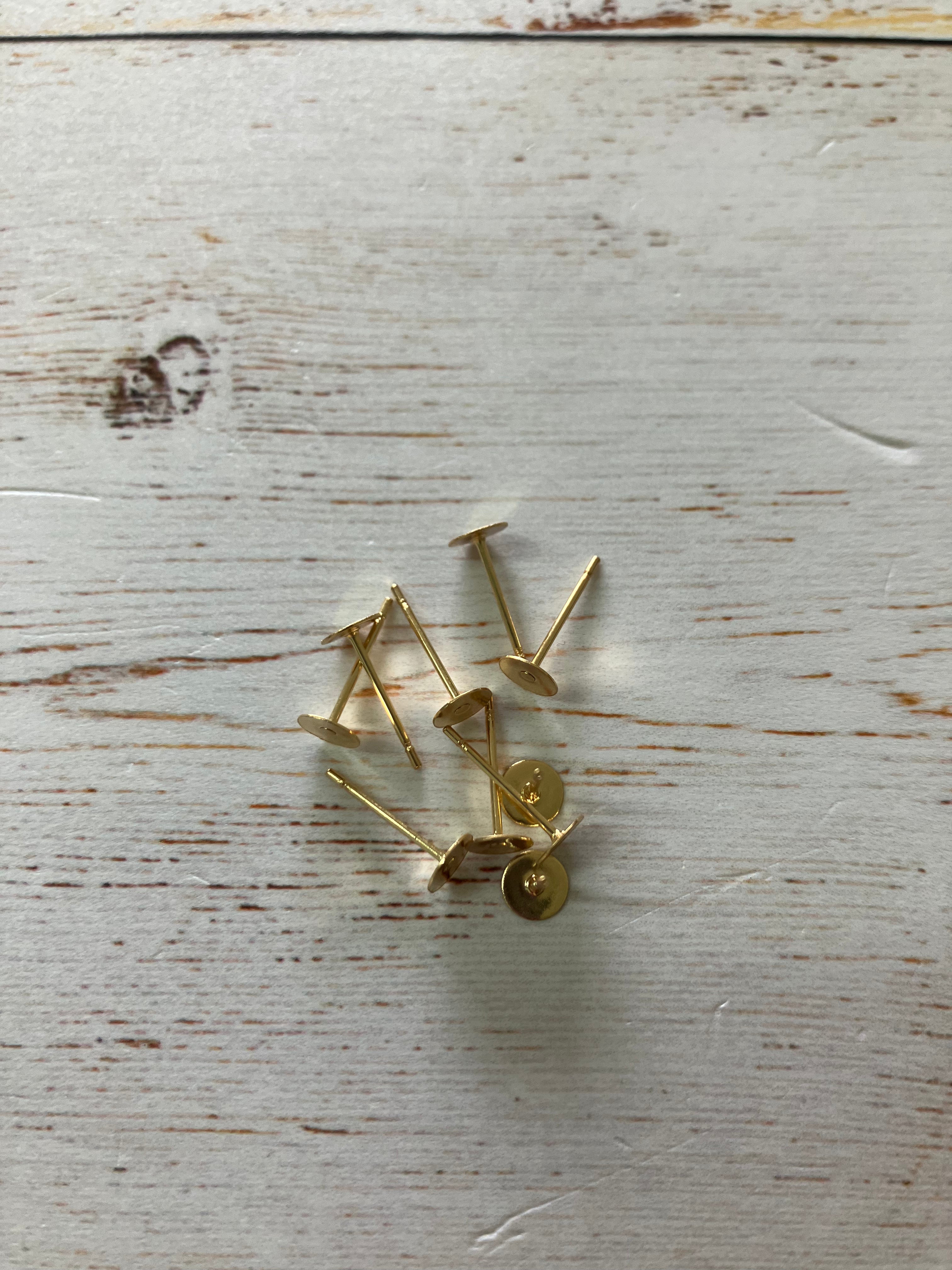 304 Stainless Steel Real 24K Gold Plated Stud Earring Finding 12x5mm (5 Pairs)