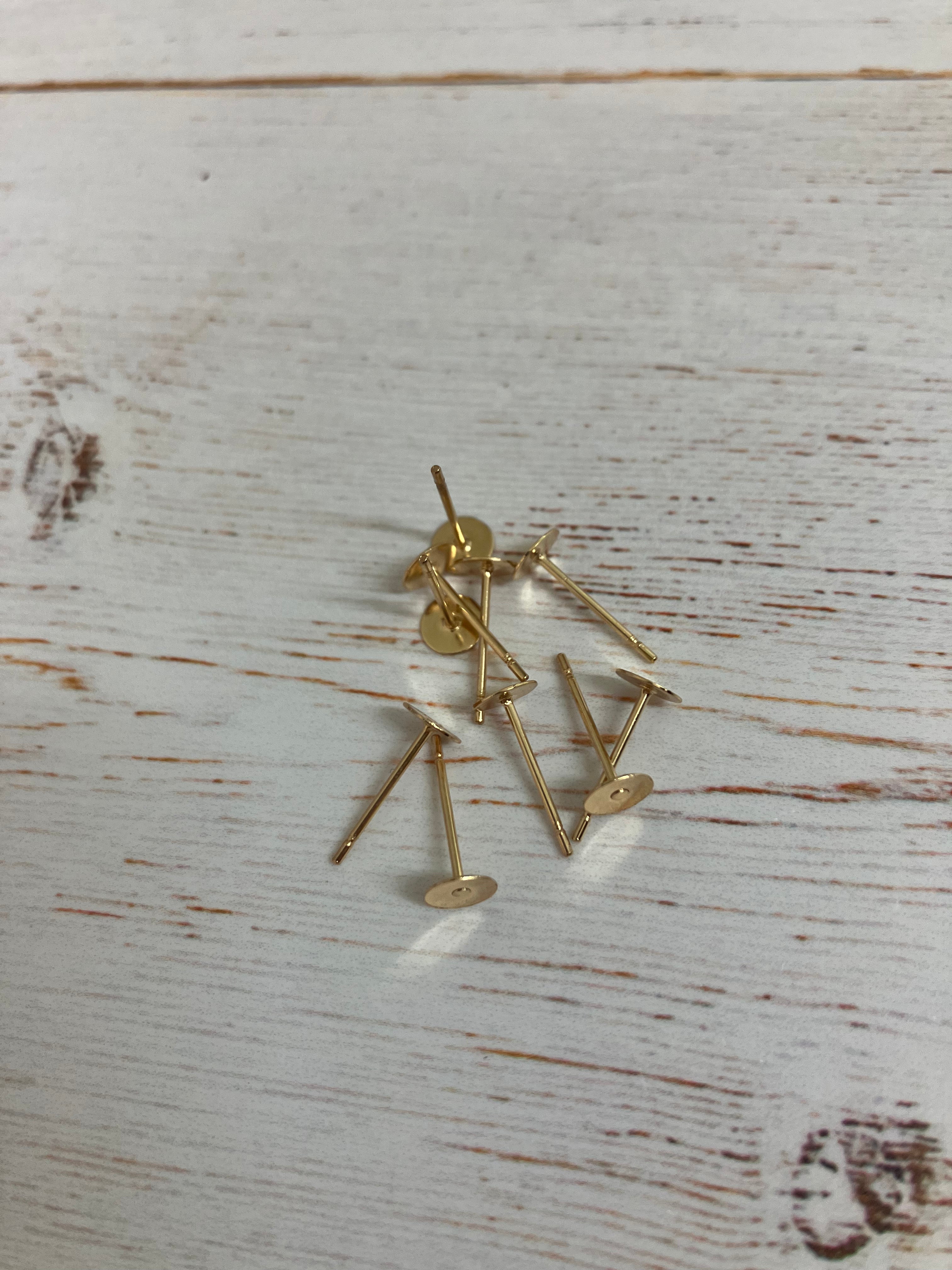 304 Stainless Steel Real 24K Gold Plated Stud Earring Finding 12x5mm (5 Pairs)