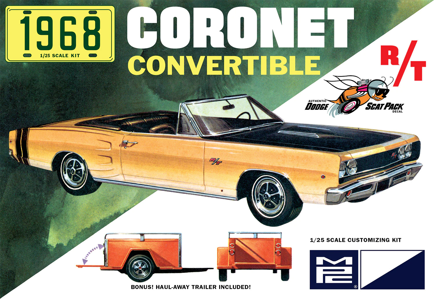 MPC978 - 1:25 1968 Dodge Coronet Convertible w/Trailer