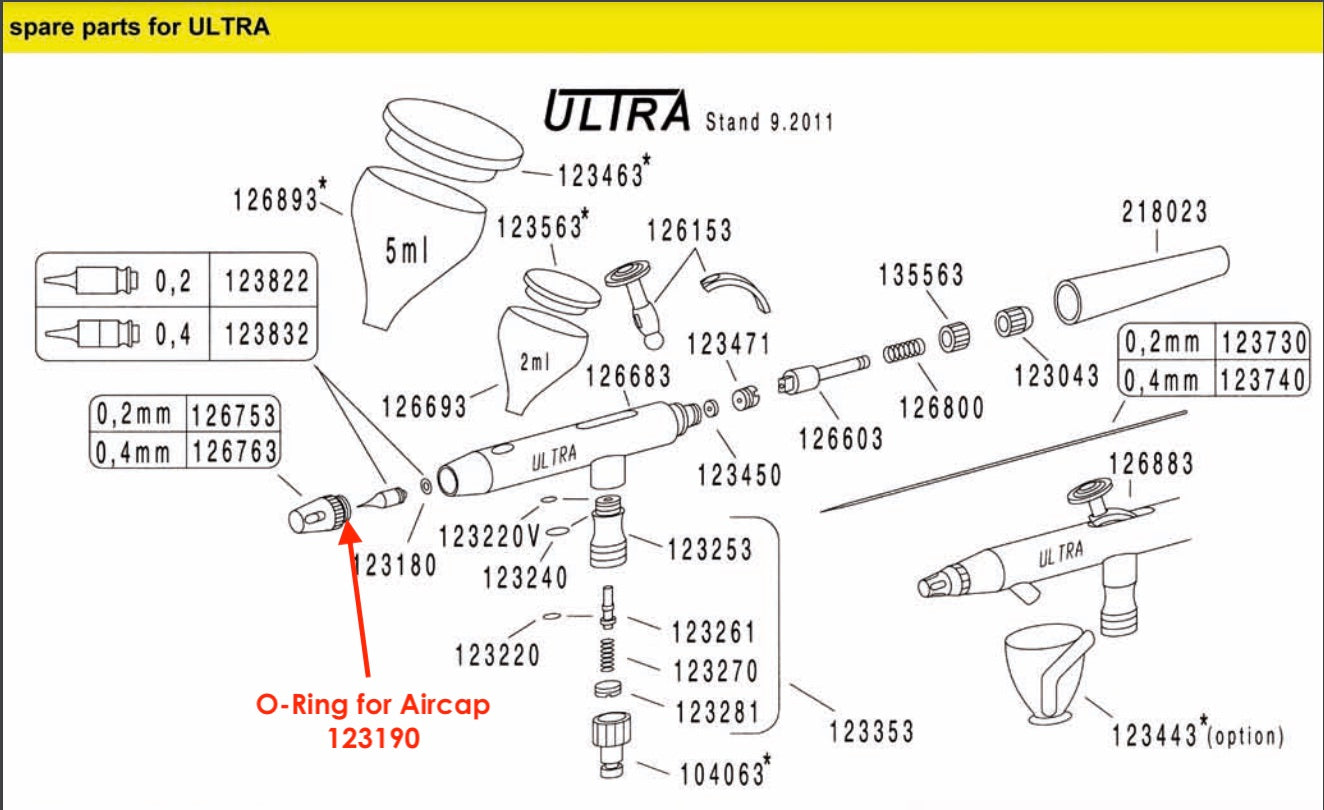 123190 Airbrush O-Ring for Aircap  - Harder & Steenbeck