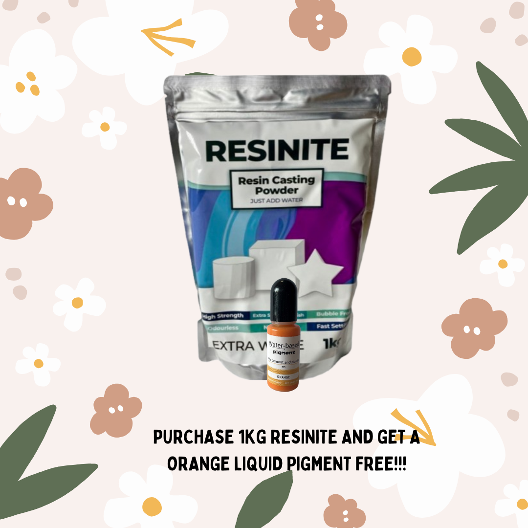 SPRING SPECIAL!!! PURCHASE 1KG RESINITE AND GET A ORANGE LIQUID PIGMENT FREE!!!