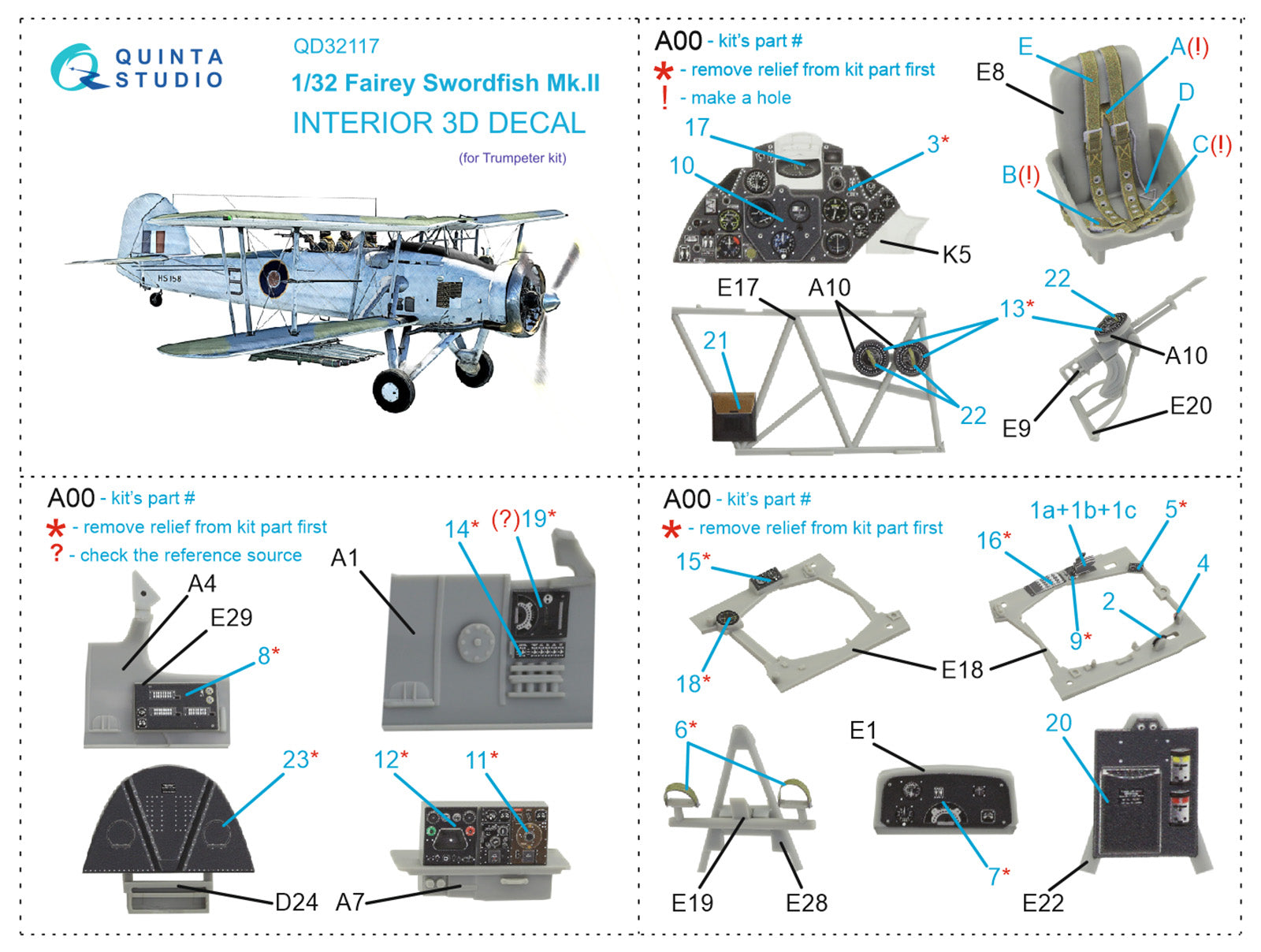 Quinta Studio - 1/32 Fairey Swordfish Mk.II QD32117 for Trumpeter kit
