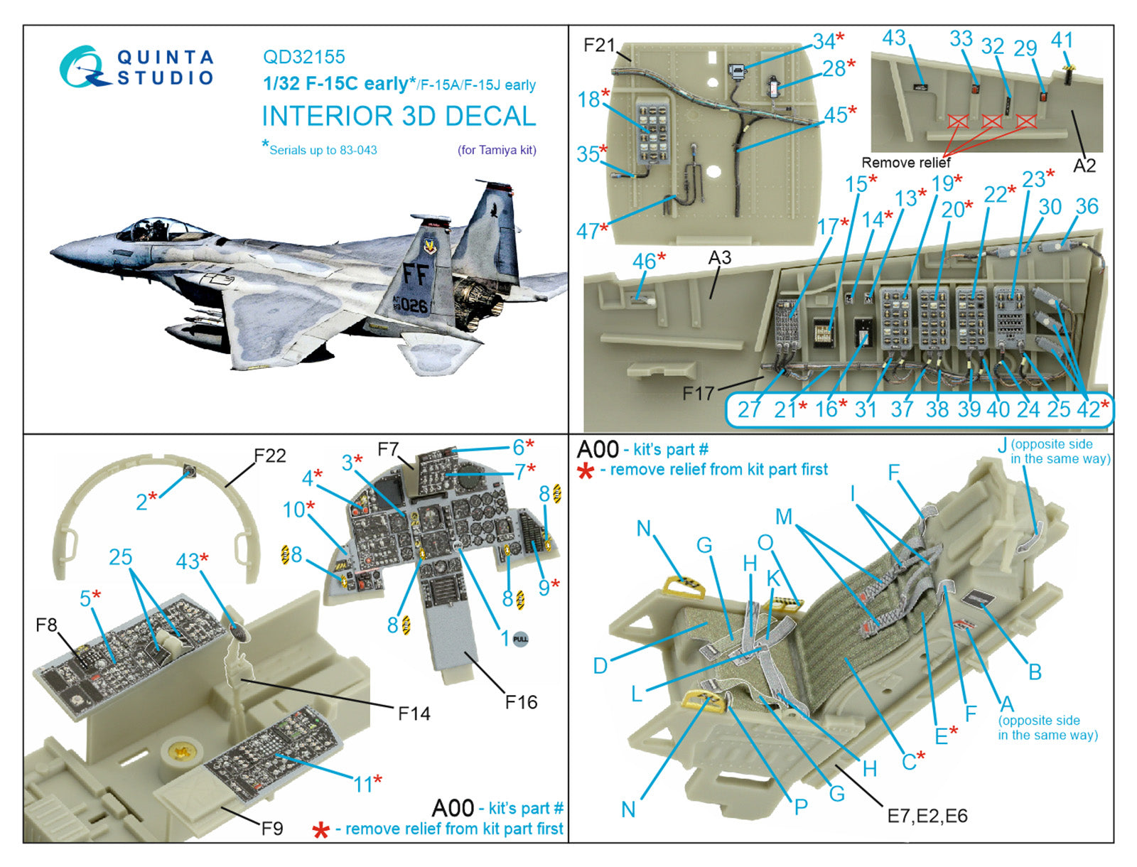 Quinta Studio - 1/32 F-15C early/F-15A/F-15J early QD32155 for Tamiya kit