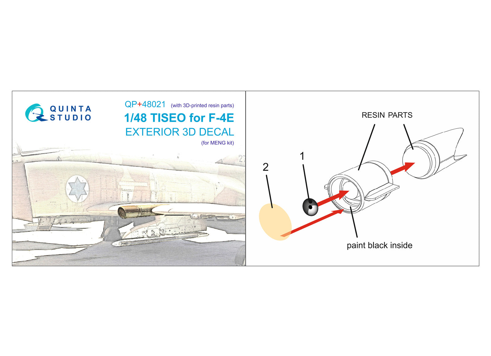 Quinta Studio - 1/48 Tiseo for F-4E - QP+48021 for MENG kits (with 3-D printed resin parts)