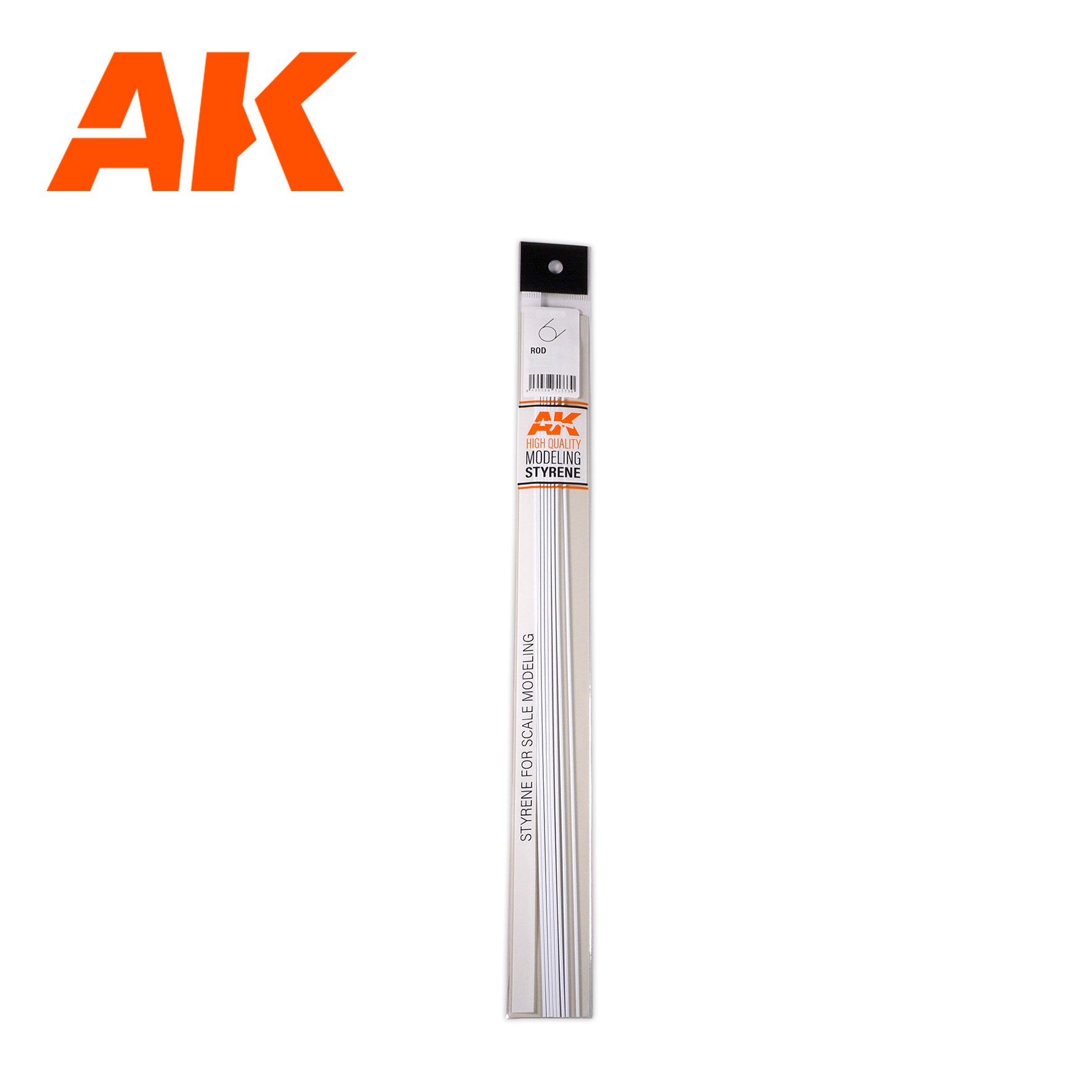 AK6540 - Rod 2.00 diameter x 350mm - Styrene Strip (6 units)