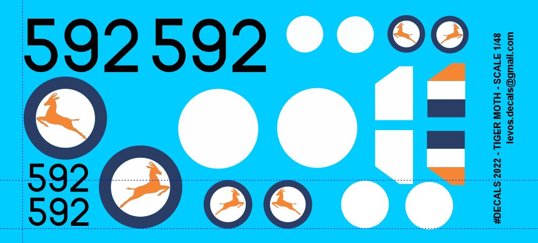 1/48 SAAF Tiger Moth Including Underlay - Scale Decals