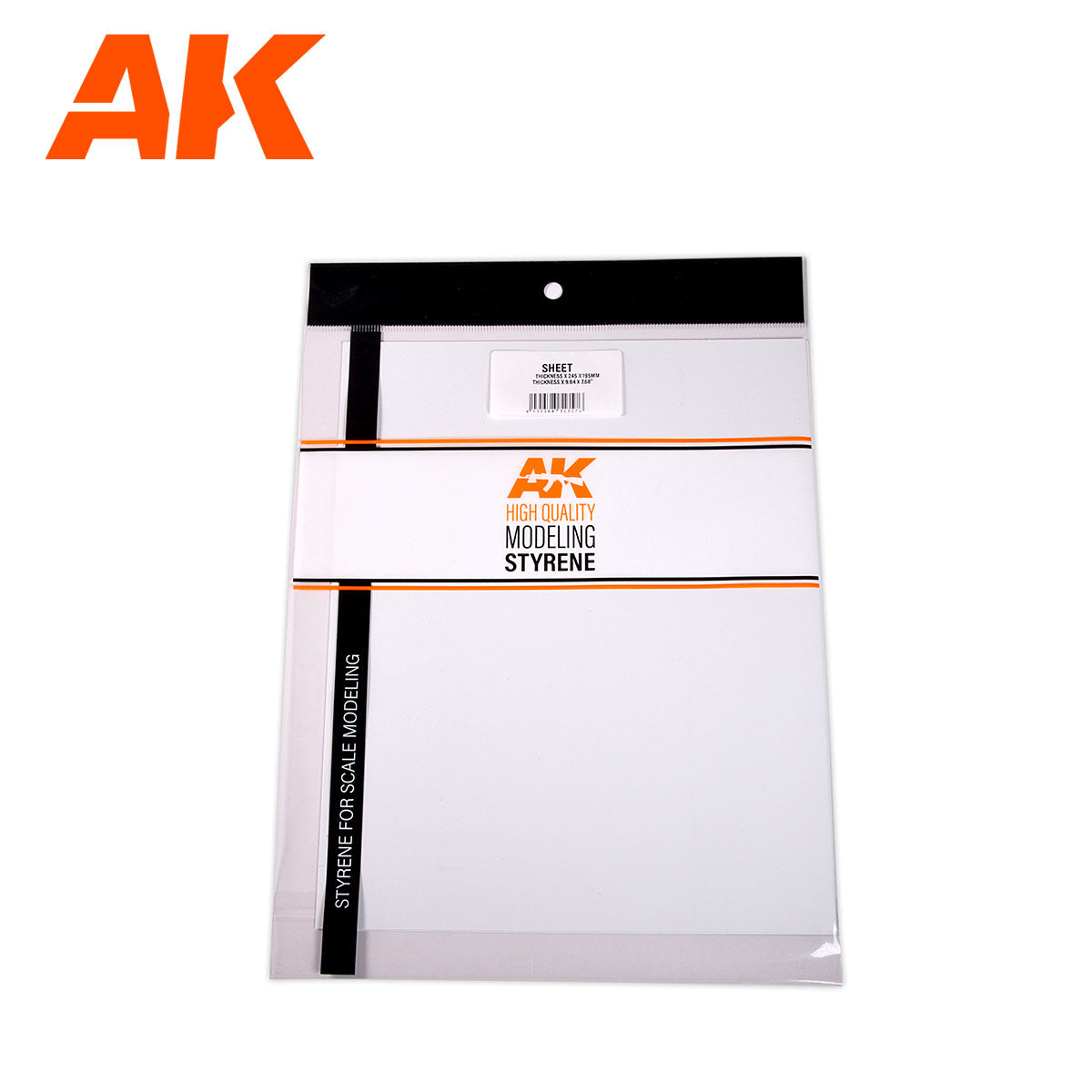 AK6572 - Styrene sheet - 0.3, 0,5 and 0.7mm thickness x 245 x 195mm