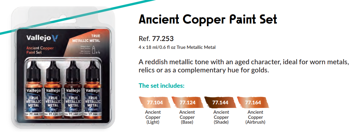 77.253 - Ancient Copper Paint Set - Vallejo True Metallic Metal