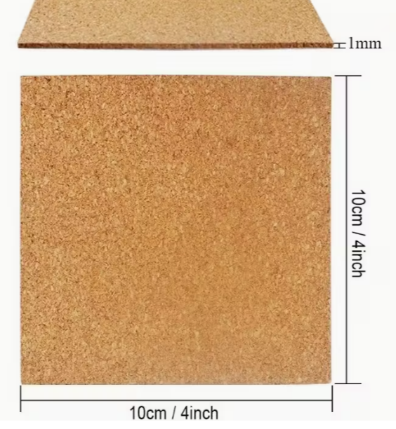 4 X Cork Squares - 10cm x 10cm