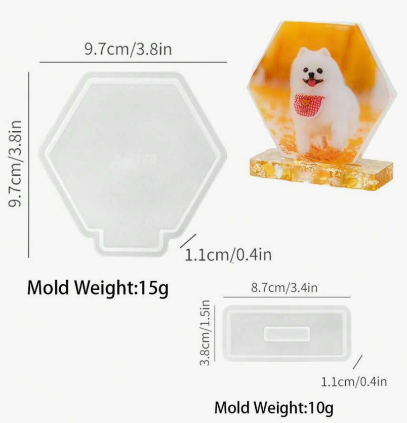 C088 - 2pcs Epoxy Resin Photo Frame Silicone Mould - Hexagon - 9.7cm x 9.7cm