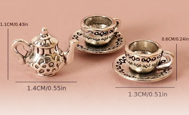 Mini Tea Set - Silver Metal - Set of 3