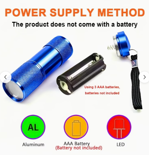 UV Torch (12W)(Batteries not included) BLUE in color - only 1 piece