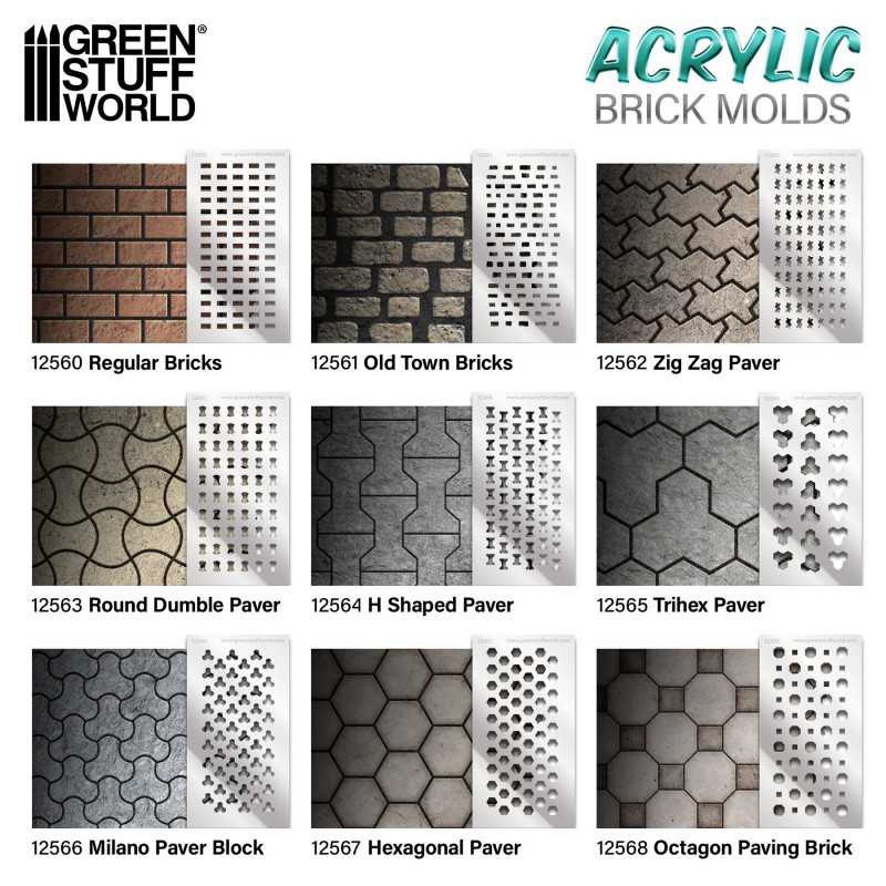 12568 - Acrylic Brick Mold - Octagon Paving Brick  (Pack of 2)