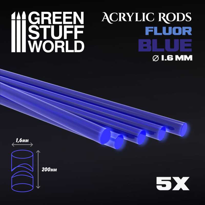 9249 - Fluor Blue Acrylic Profile 1.6mm (Pack x5)