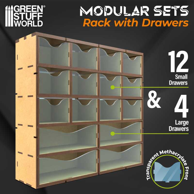10960 - MDF Vertical rack with 16 Drawers