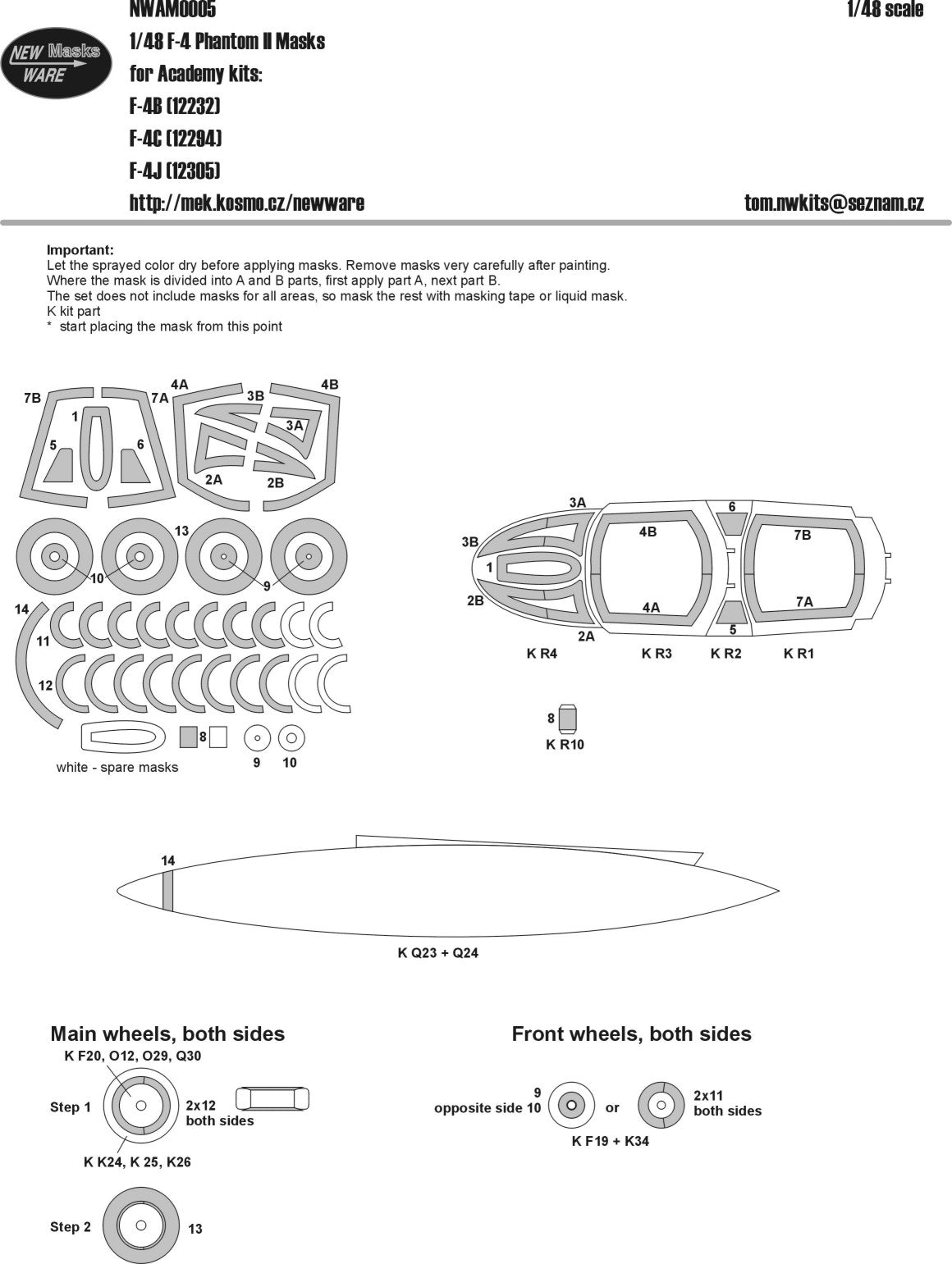 New Ware 0005 - Masking set for Academy 1/48 F-4 Phantom II