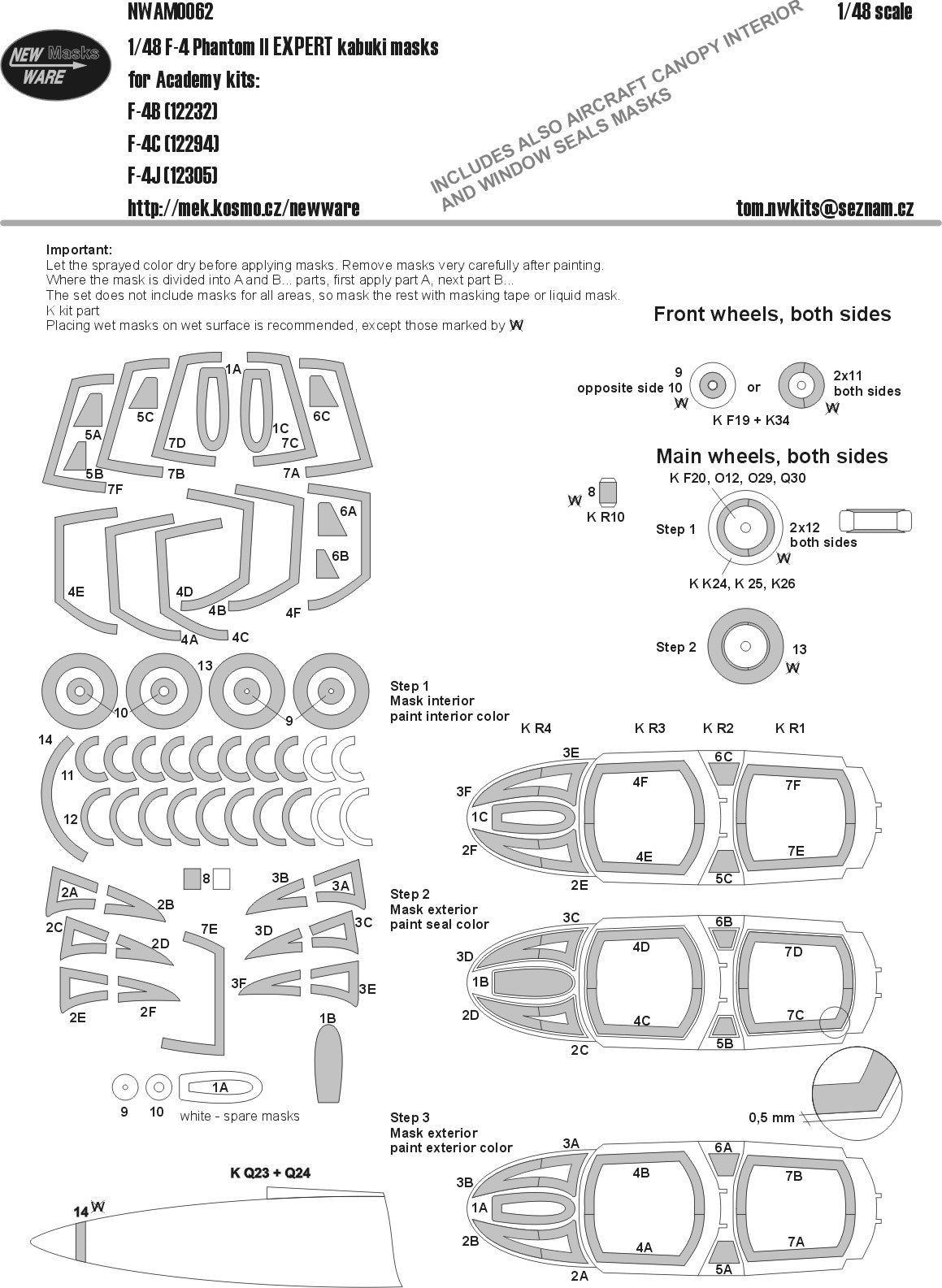 New Ware 0062 - Masking set for Academy 1/48 F-4B Phantom II EXPERT