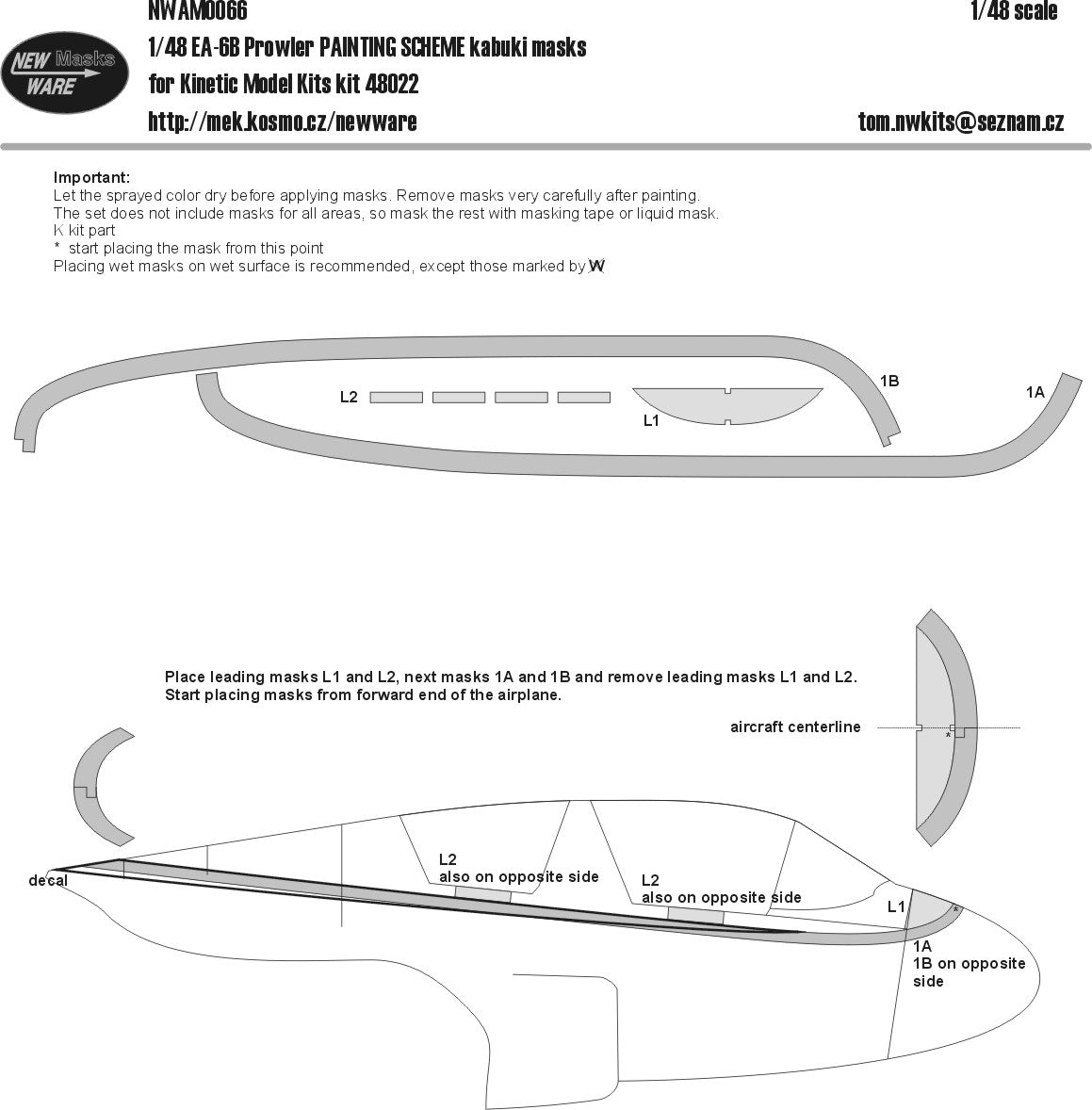New Ware 0066 - Masking set for Kinetic Model Kits 1/48 EA-6B Prowler PAINTING SCHEME