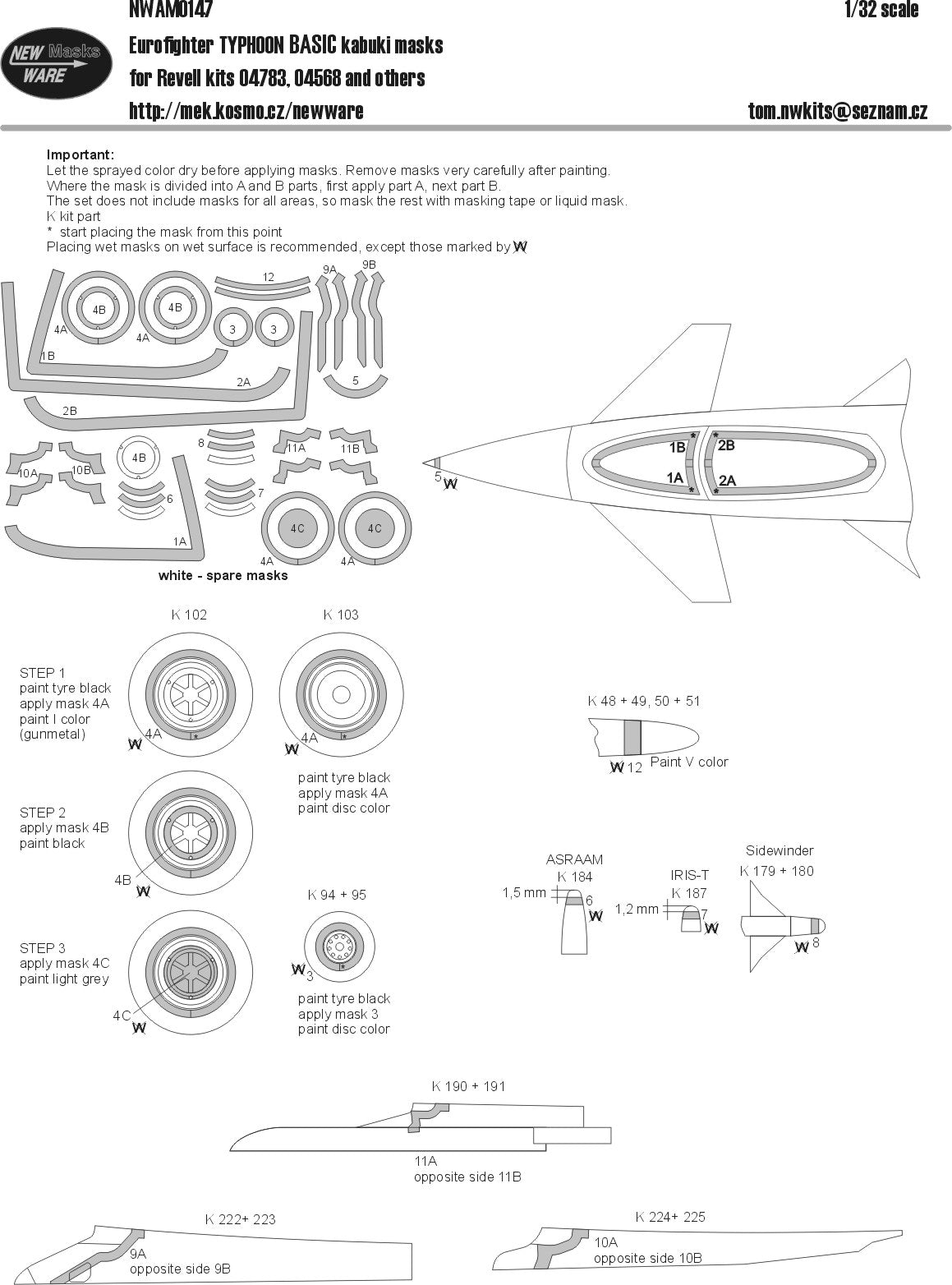 New Ware 0147 - Masking set for Revell 1/32 Typhoon BASIC