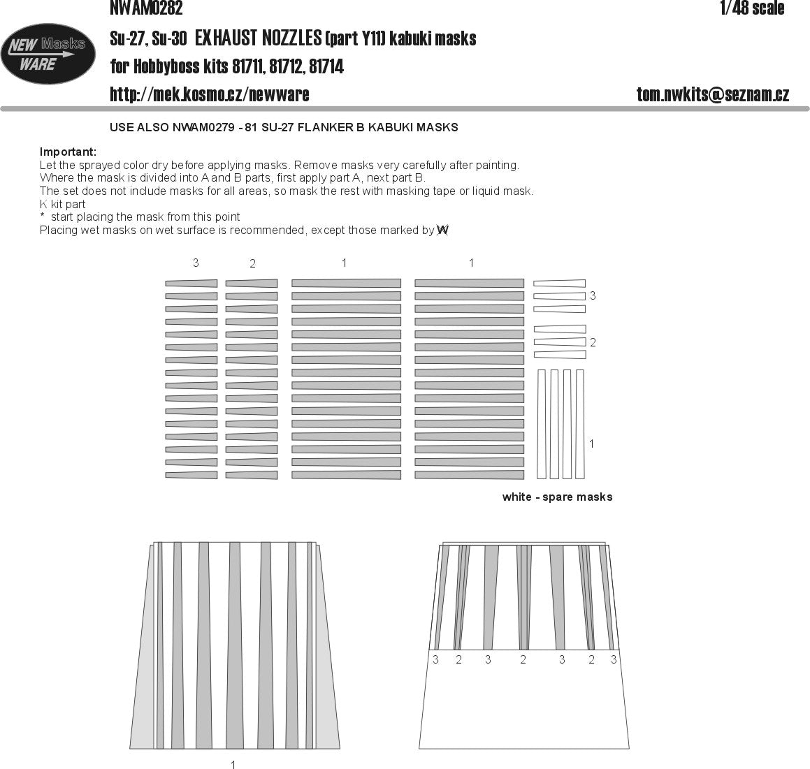 New Ware 0282 - Masking set for Hobbyboss 1/48 Su-27, Su-30 Exhaust Nozzles