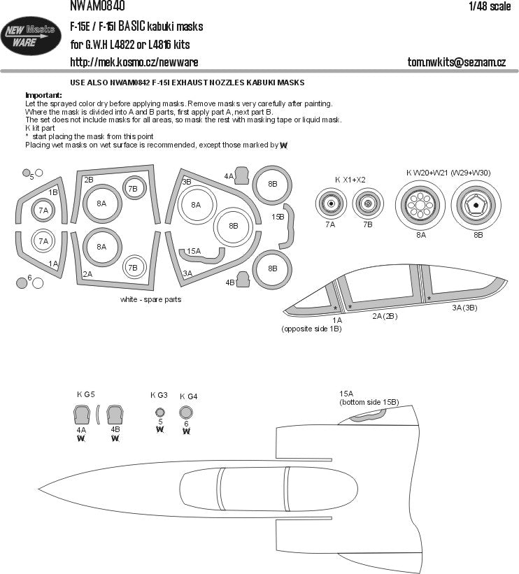 New Ware 0840 - Masking set for G.W.H 1/48 F-15E/F15l BASIC