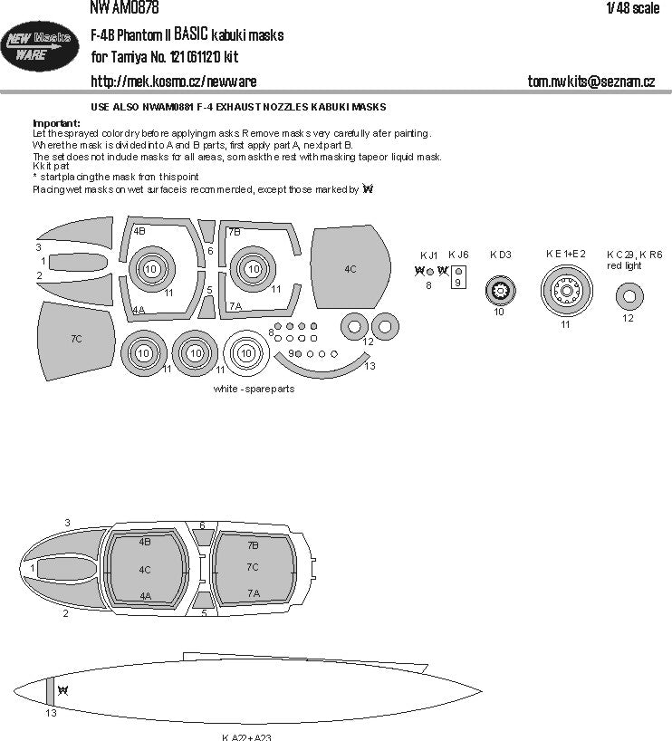 New Ware 0878 - Masking set for Tamiya 1/48 F-4B Phantom II BASIC