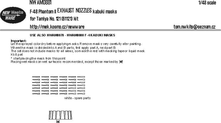 New Ware 0881 - Masking set for Tamiya 1/48 F-4B Phantom II EXHAUST NOZZLES