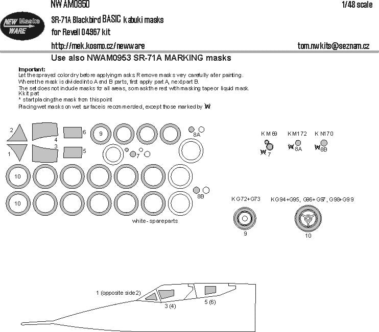 New Ware 0950 - Masking set for Revell 1/48 SR-71A Blackbird BASIC