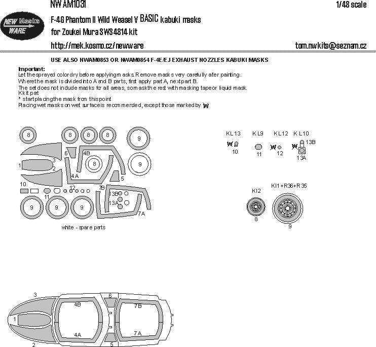 New Ware 1031 - Masking set for Zoukei-Mura 1/48 Phantom II Wild Weasel V BASIC