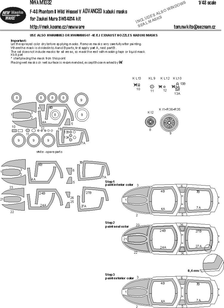 New Ware 1032 - Masking set for Zoukei-Mura 1/48 Phantom II Wild Weasel V ADVANCED