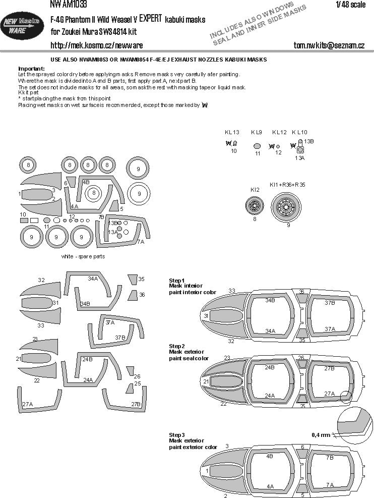 New Ware 1033 - Masking set for Zoukei-Mura 1/48 Phantom II Wild Weasel V EXPERT